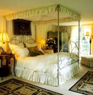 wood with leather canopy beds.